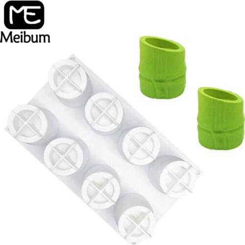 Meibum 8 Cavity Silicone Cake Mold Bamboo Cup Shape Chocolate Mousse Jelly Baking Tools Cupcake Mould French Dessert Pastry Tray