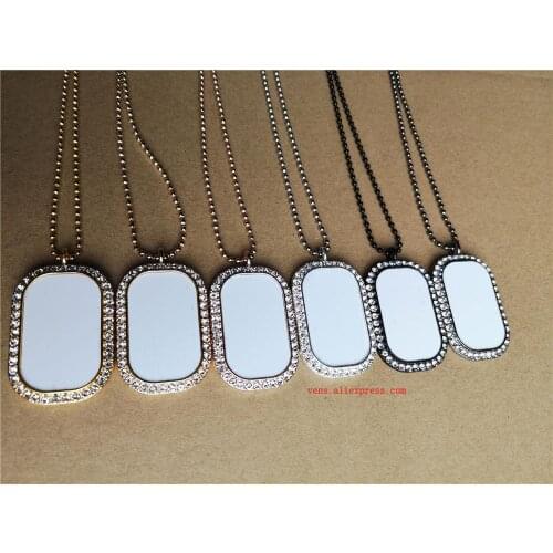 Sublimation blank Rounded rectangle necklaces pendants with drill necklace pendant hot tranfer printing consumable 15pcs/lot