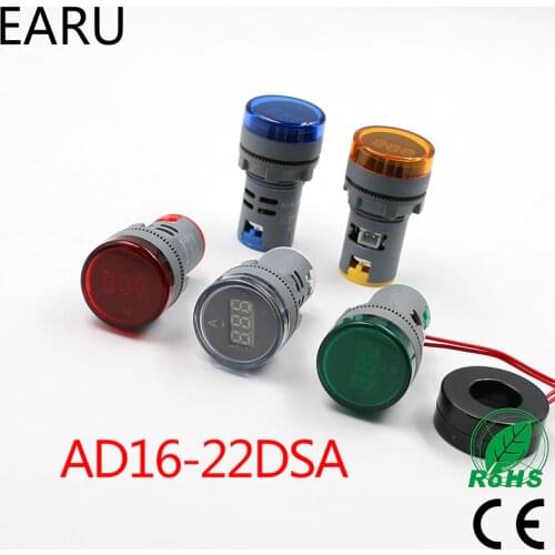 22mm LED Digital Display AC 60-500V 0-100A Ampermeter Ammeter Voltmeter Voltage Current Meter Gauge Indicator Signal Light Pilot