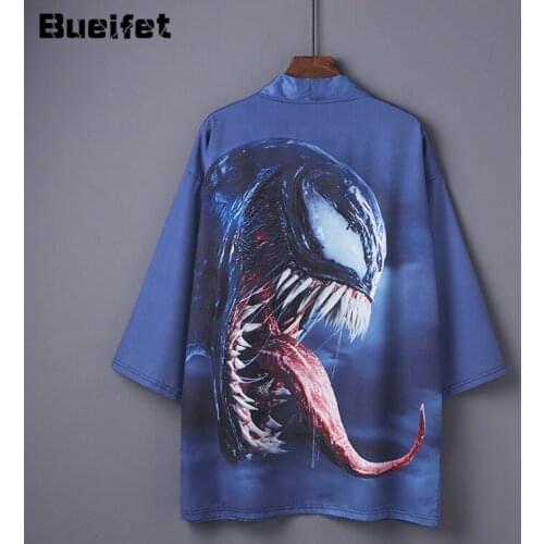 Japanese Traditional Mens Samurai Kimono Costume Loose Cardigan Harajuku Fashion Streetwear Sunscreen Tops Yukata Haori Shirt