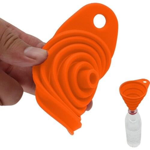 Petrol Car Funnel Red Folding Funnel Gasoline Silicone Folding Funnel Auto Funnel Change Fill Collapsible Car Easy To Clean