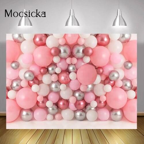 Balloons Wall Backdrop Girl Children 1st Birthday Cake Smash Background Pink Balloon Kids Portrait Photography Photo Shoot