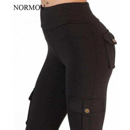 NORMOV Fitness Women Leggings Sport High Waist Gym Workout Leggings for Women Running Military Mul-Pockets Athletics Legging