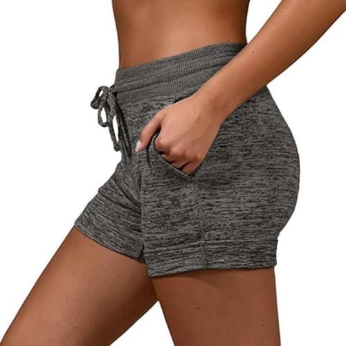 Plus Size Women Yoga Shorts Summer Solid Color Drawstring Shorts Sweat-absorbing High Waist Casual Sporty Gym Yoga Shorts