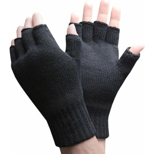 1 Pair Half-finger Wool Gloves Short Wool Knitted Wrist Mitten Winter Warm Unisex Wool Stretch Fingerless Gloves FOR Women Men