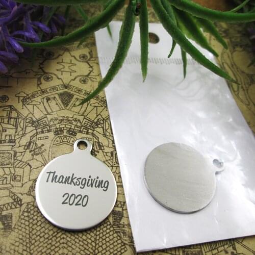 10pcs--"Thanksgiving 2020"stainless steel charms 5 styles for choosing DIY Charms for necklace bracelets