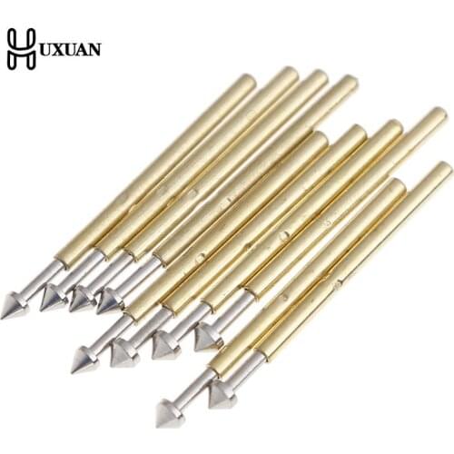 100pcs P75-E2 / P75-E3 Spring Test Probe Pogo Pin 1.3mm Conical Head Gold Plated 1.0mm Thimble