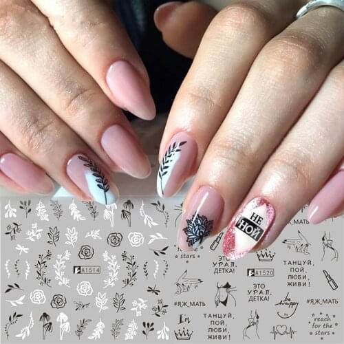 12 Patterns Leaves Butterfly Letter Nail Water Decals Nail Slider Decals Sexy Girl Full Wrap Nail Art Sticker Manicure Set