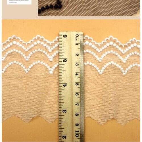 18 yards Embroidered cotton delicate lace on mesh tulle voile lace trim for sewing girl dress edge lace wavy edge lace border