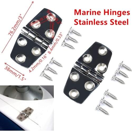 2 pcs Heavy Duty Marine Cast Door Hinge Stainless Steel 3" x 1.5" with Screws for Boat Cabinet Flush Hatch