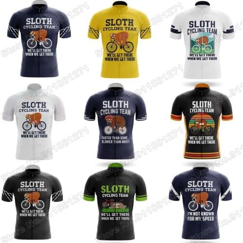 Maillot Sloth 2021 Mens Funny Cartoon Anime Cycling Jersey Set Summer Bicycle Clothing Shirts Suit Bicycle Bib Shorts MTB Ropa