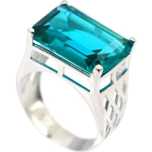 19x7mm Delicate Fine Cut Created Fire Rainbow Mystic Topaz Cubic Zircon For Ladies Bride Wedding Silver Rings