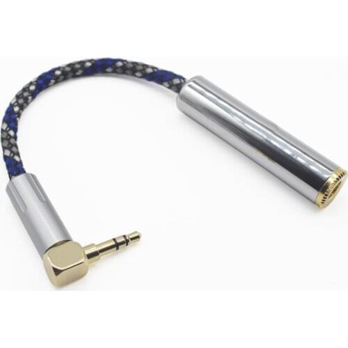 [ 3.5mm Right Angle ] 3.5mm Male to 1/4" TRS 6.35mm Female 8 Core Silver Plated Headphone Earphone Audio Adapter Cable in Box