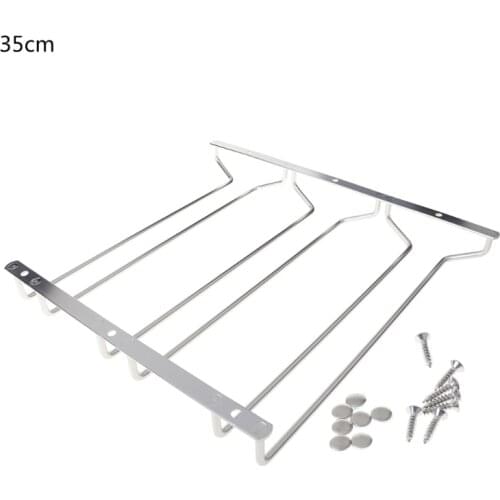 3 Rows Wine Glass Rack Under Cabinet Stemware Wine Glass Holder Glasses Storage Hanger Metal Organizer for Kitchen Bar