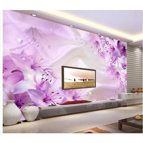 3d bathroom wallpaper Home Decoration Fashion dream 3D lily flower TV wall 3d murals wallpaper for living room