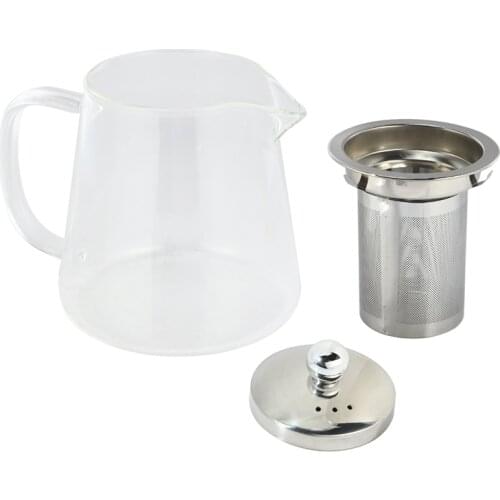5Sizes Good Clear Borosilicate Glass Teapot With 304 Stainless Steel Infuser Strainer Heat Coffee Tea Pot Tool Kettle Set 380Ml