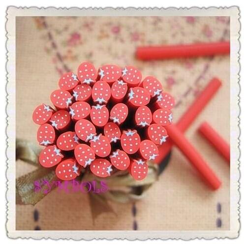 A-26 Free Shipping 100pcs 5mm Strawberry Shape Clay Cane Fancy Nail Art Polymer Clay Cane