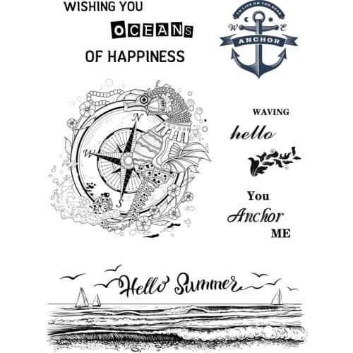 AZSG Hippocampus Compass Anchor Clear Stamps For DIY Scrapbooking Decorative Card making Crafts Fun Decoration Supplies 10*15cm