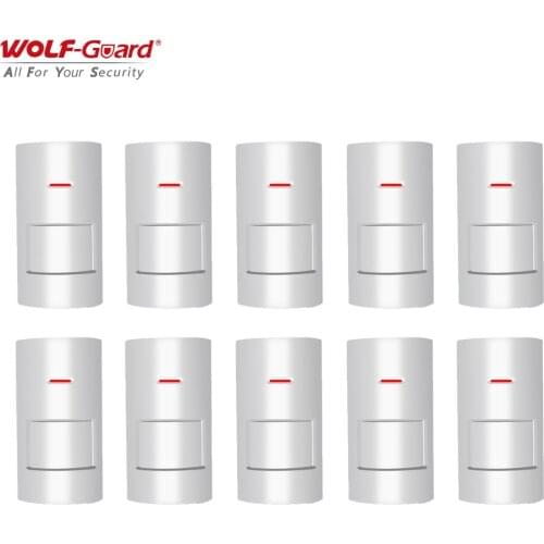 10Pcs Wolf-Guard Wireless PIR Motion Sensor Detector Anti-Tamper Accessories for Home Security Alarm Burglar System 433MHz