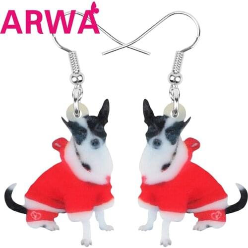ARWA Acrylic Christmas Costume Chihuahua Dog Earrings Drop Dangle Animal Jewelry For Women Girl Teen Fashion Decoration Gift