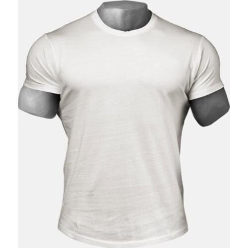 Brand Solid t shirt mens gyms clothing Tight t shirt homme casual summer tops Men cotton blank Fitness T-shirts slim fit t shirt