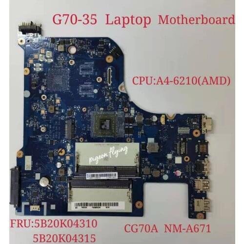 CG70A NM-A671 For Lenovo G70-35 Laptop Motherboard CPU A4-6210 AMD UAM FRU 5B20K04310 5B20K04315 100% Test Ok
