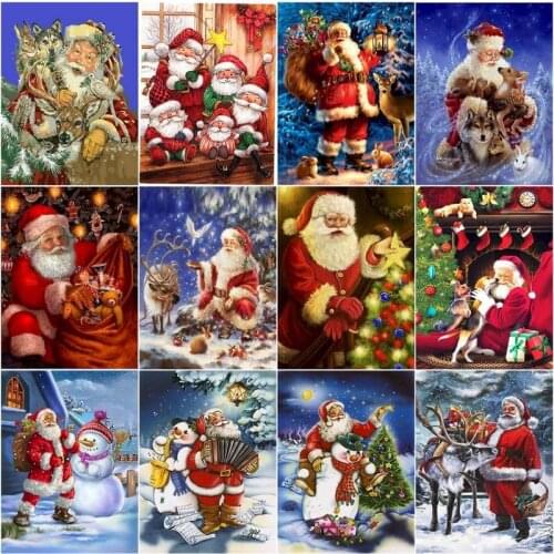 CHENISTORY Oil Painting By Number Santa Claus Figure Drawing On Canvas Handpainted Art Diy Christmas Gift Kits Home Decor 40x50c