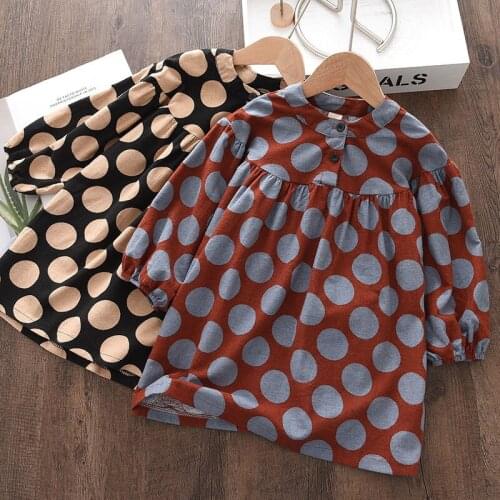New Spring Autumn Toddler Kids Long Sleeve Polka Dot Dress for Girls Baby Cotton Dress Korean Style Children Clothing Costumes
