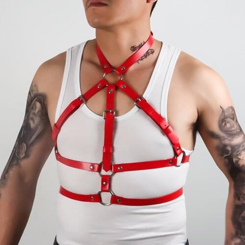 2021 Sissy Erotic Belt Men Leather Harness Gay Fetish Wear Bdsm Bondage Sexy Belt Harajuku Punk Gothic Boys Suspenders Lingerie