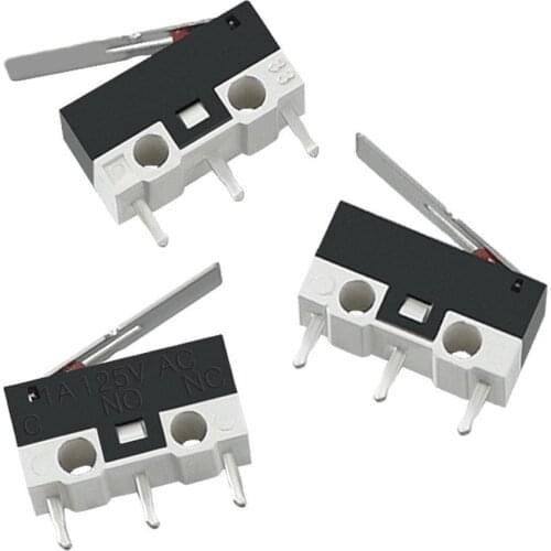 10pcs Limit Microswitch With Three Straight Legs Mouse Side Key Momentary Micro Limit Switch 1A/125VAC For Makerbot MK7/ MK8