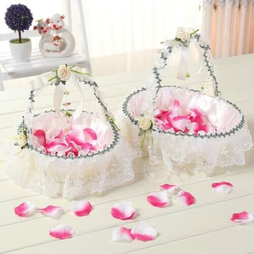 2PCS/lot Wedding Flower Basket Storage Candy Small Gift Confetti Card Container Party Wedding Decoration Flower Girl Baskets
