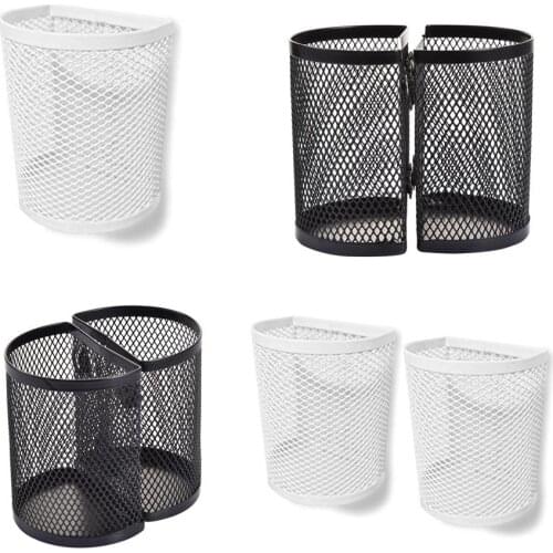 Magnetic Fridge Storage Box Whiteboard Marker Pencil Pen Holder Metal Wire Mesh Basket Pencil Case Kitchen Makeup Organizer