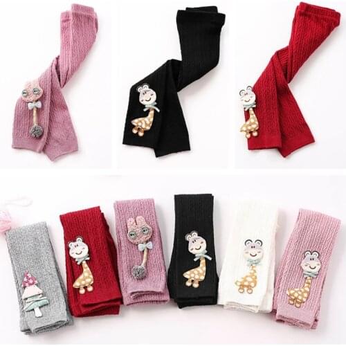 Cute Stretchy Warm Toddler Baby Girls Leggings Soft Cartoon Kids Pants Leggings Children Trousers Bottoms