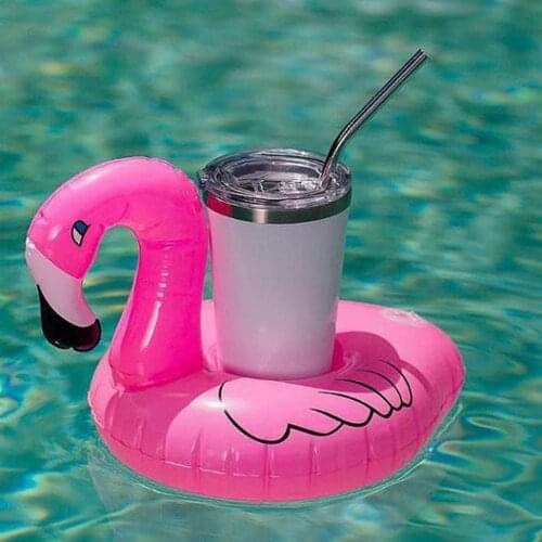 Mini Flamingo Drink Cup Stand Holder Donuts Shape Inflatable Water Swimming Pool Beverage Bar Coasters Creative Float Party Toy