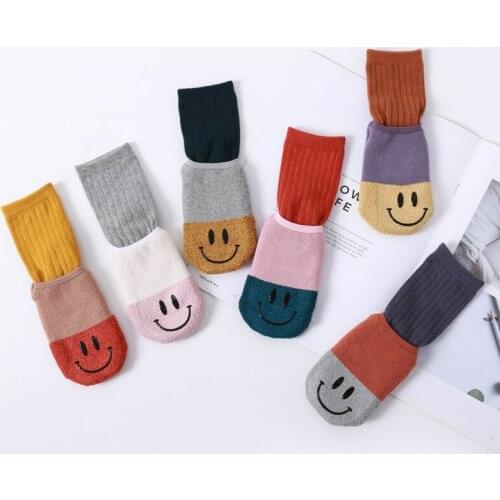 Girls Boys Newborn Baby Socks Terry Anti Slip Socks for Baby Winter Warm Coral Smile Face floor sock Hockn Clothes Accessories