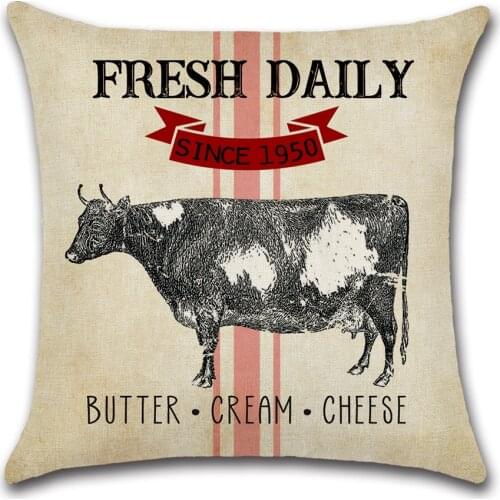 New Retro Style Farm Animal Series Single-Sided Printing Mudcloth Pillow Cover Cushion Cover Animal Print