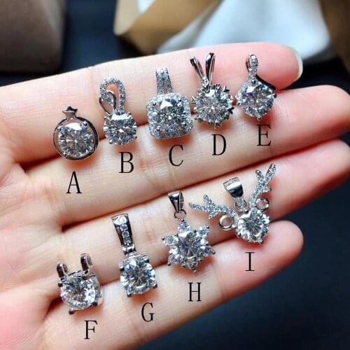 Moissanite necklace, 1 carat gem, can be detected by instrument, 925 Sterling silver, popular Necklace