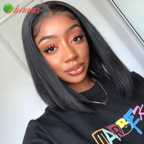 Alinana Straight Bob Human Hair Wigs 13X6 Lace Frontal Bob Wigs Straight Short Bob Wig Malaysian Lace Front Human Hair Wigs