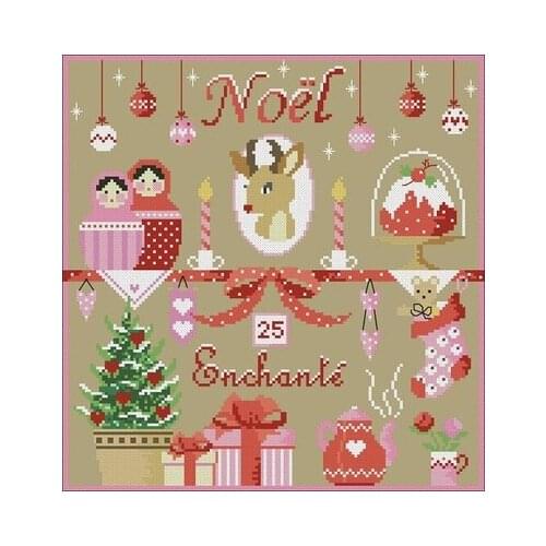 10-mrs rafi-pink Christmas present Counted Cross Stitch 11CT 14CT 18CT DIY Cross Stitch Kits Embroidery Needlework Sets