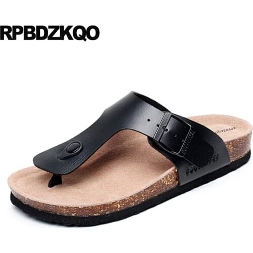 Slippers Size 45 Fashion Flip Flop Shoes Black Water Outdoor Waterproof Beach Slides 2018 Men Sandals Leather Summer 46 Cork