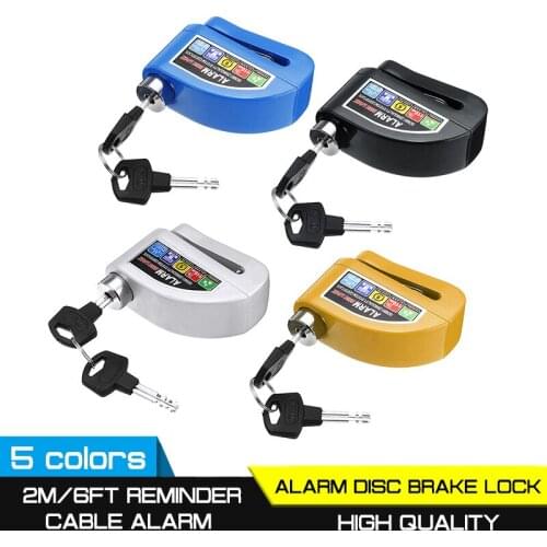 2m/6ft Motorcycle Alarm Lock Bike Brake Bag Metal Scooter Security Anti-theft Wheel Disc Brake Lock Alarm Kit Reminder Cable