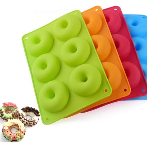 6 Cavity Silicone Donut Mold Chocolate Baking Pan Fondant Dessert Cookies Non-stick Cake Mold Jelly Soap Mold Cake Decoration