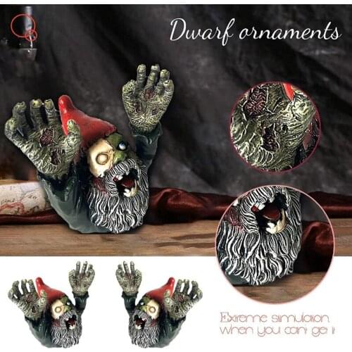 Zombie Gnomes Statue For The Garden Scary Gnome Dwarf Ornaments Resin Horror Zombie Gnome Garden Frightening Decorations