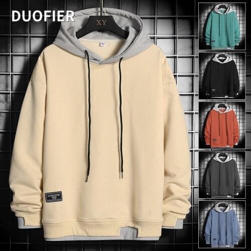 Fashion Brand Men Hoodie 2021 Spring Autumn Casual Hooded Sweatshirts Patchwork Solid Male Loose Hoodies Pullover Tops 6 Colorl