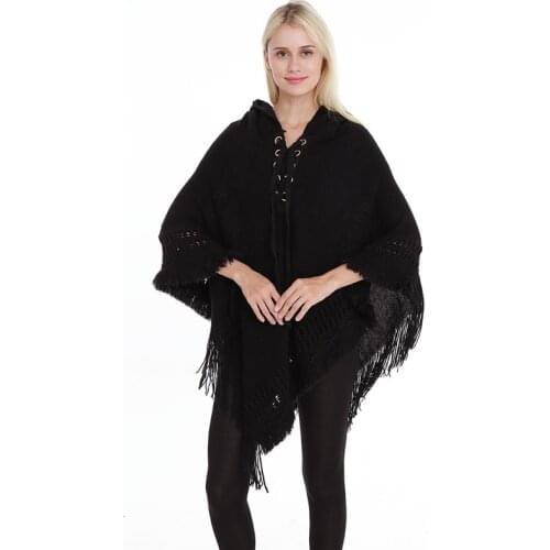 Hoodie Poncho Cloak Knitting Weatshirts Cape Women Warm Knitted Batwing Tops Poncho Hoodies Coat DD2450