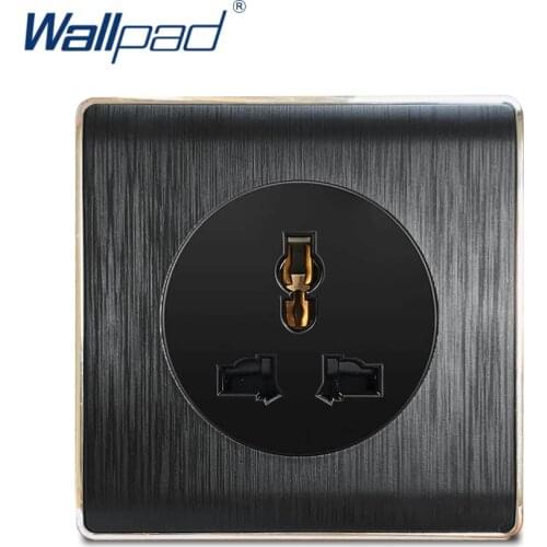 Wallpad New Arrival 3 Pin MF Socket Wall Power Socket Electric Outlet Black PC Brushed Panel For Home