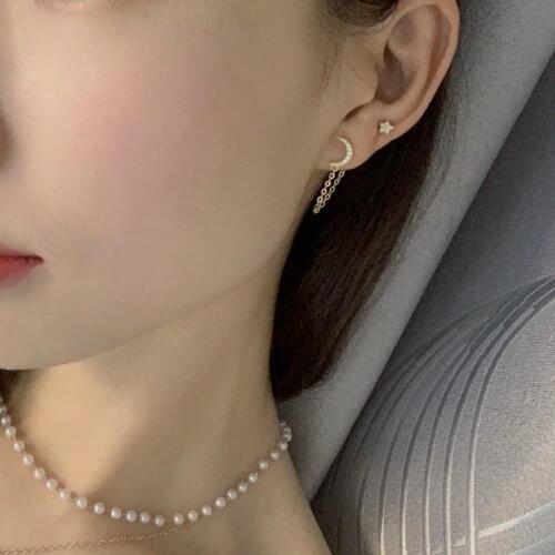 Original S925 Sterling Silver Star Moon Tassel Earrings Fashion 2020 New Female Back Hanging Unique Statement Vintage Wholesale