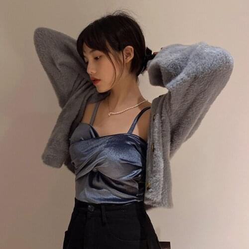 Female Autumn Sleeveless Velvet Crop Tops Womens with Bra 5colors Korean Style Camisole Women Sexy Tank Top