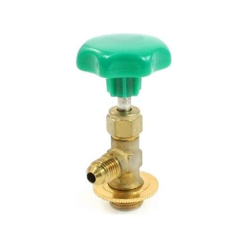 Gold Tone Metal Green Cap R12 Refrigerant Can Tap Valve Openers