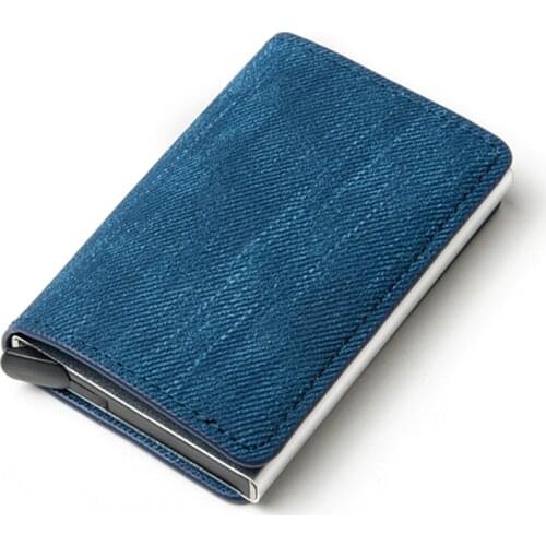 ZOVYVOL RFID Blocking Card Holder Anti-theft Clutch Single Box Men Women Wallet 2020 Denim Business Pop-up Metal ID Case Gift
